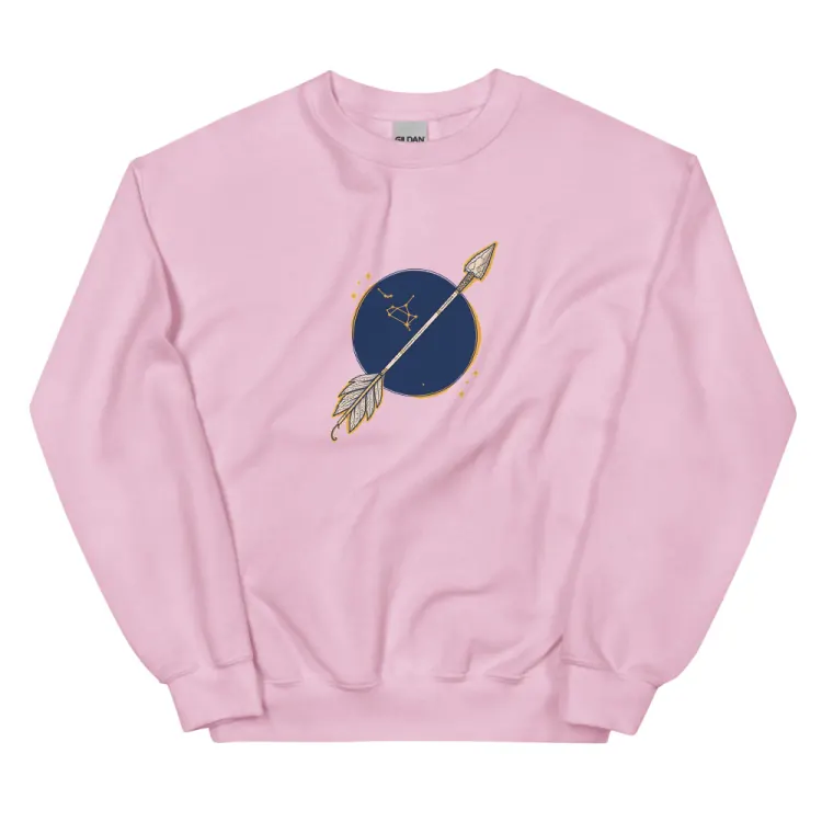 The Born Under Sagittarius Crewneck in Light Pink.