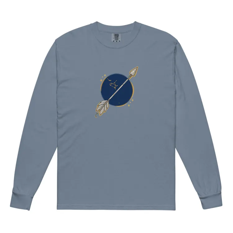 The Born Under Sagittarius Long Sleeve in Blue Jean.