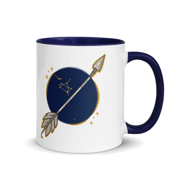 The Born Under Sagittarius Mug in Dark Blue inside.