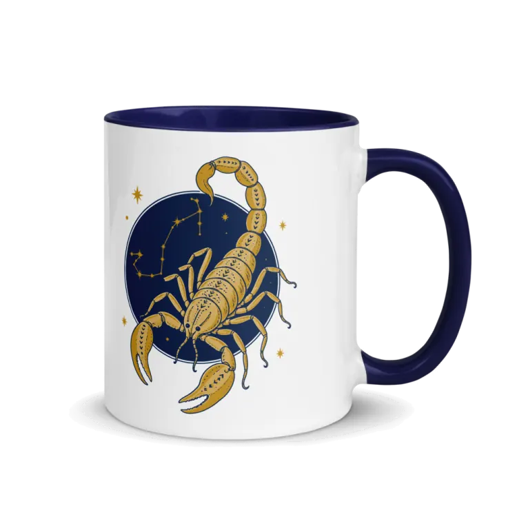 The Born Under Scorpio Mug in Dark Blue inside.