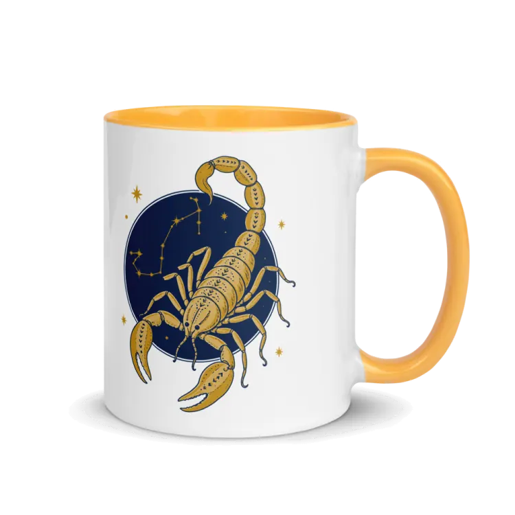 The Born Under Scorpio Mug in Golden Yellow inside.