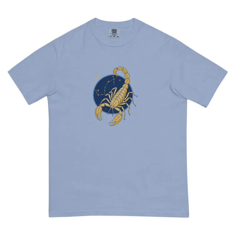 The Born Under Scorpio Tee in Washed Denim.