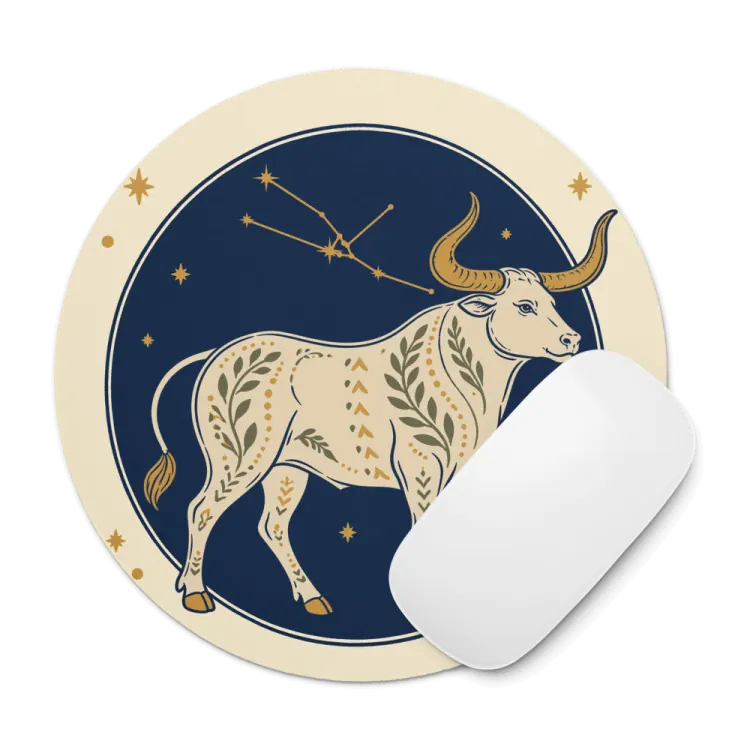The Born Under Taurus Mouse Pad in Ivory.