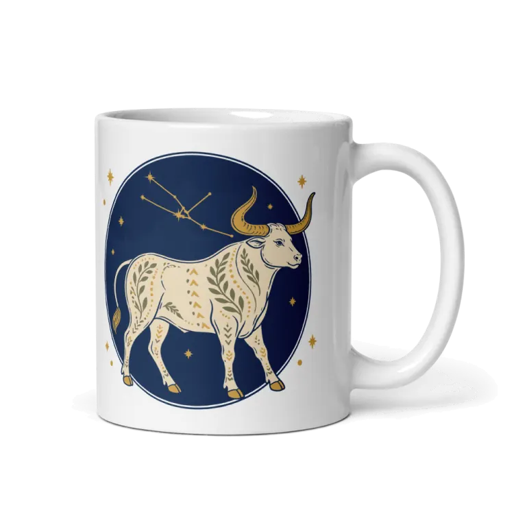 The Born Under Taurus Mug in White.