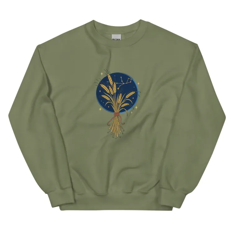The Born Under Virgo Crewneck in Military Green.