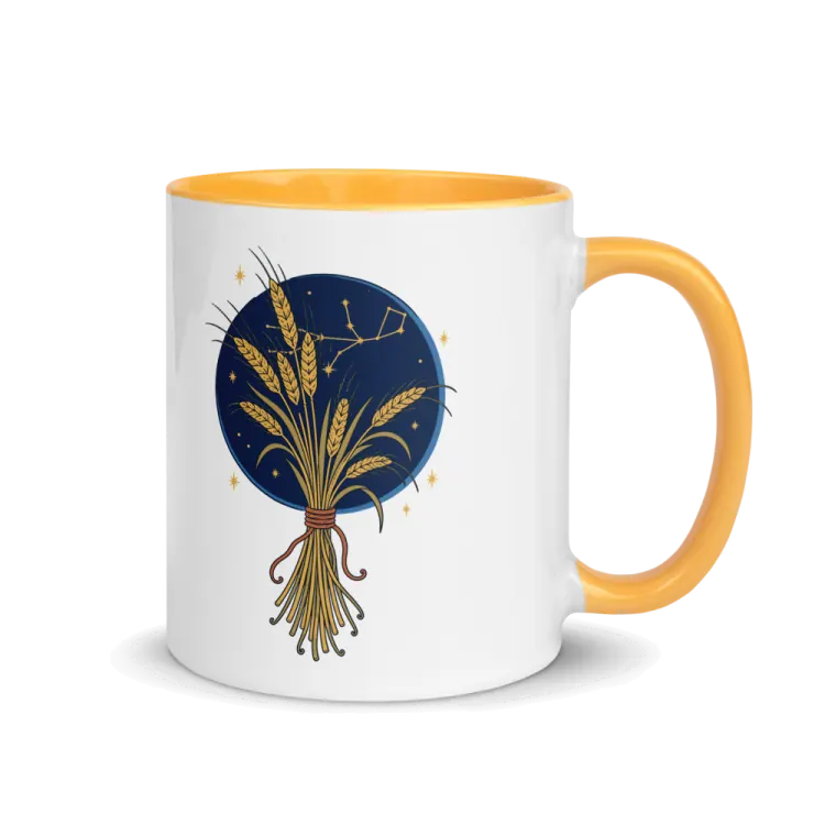 The Born Under Virgo Mug in Golden Yellow inside.