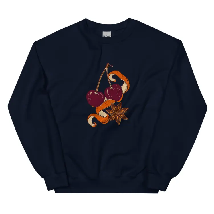 The Cherry & Orange Peel Crewneck in Navy.