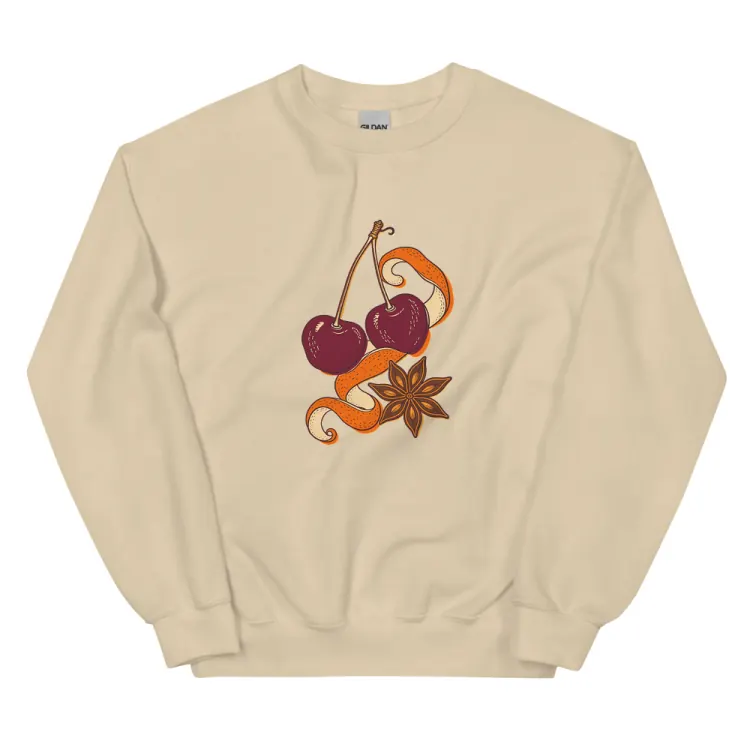 The Cherry & Orange Peel Crewneck in Sand.