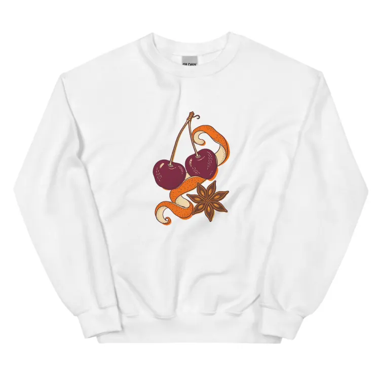 The Cherry & Orange Peel Crewneck in White.