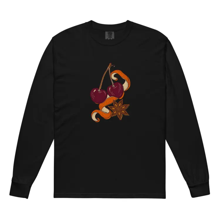 The Cherry & Orange Peel Long Sleeve in Black.
