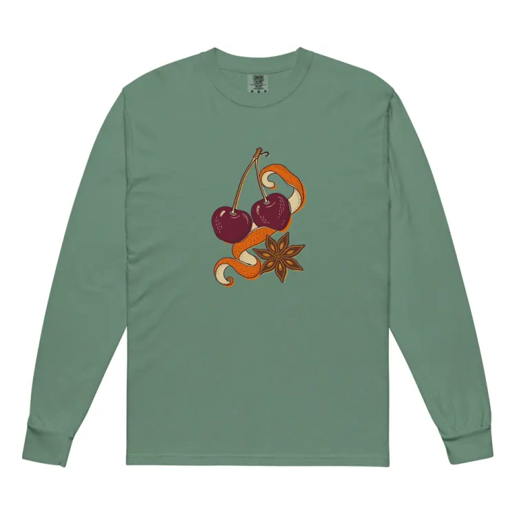 The Cherry & Orange Peel Long Sleeve in Light Green.