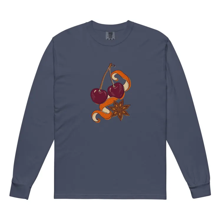 The Cherry & Orange Peel Long Sleeve in Navy.