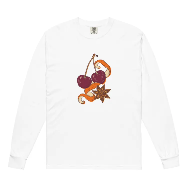 The Cherry & Orange Peel Long Sleeve in White.