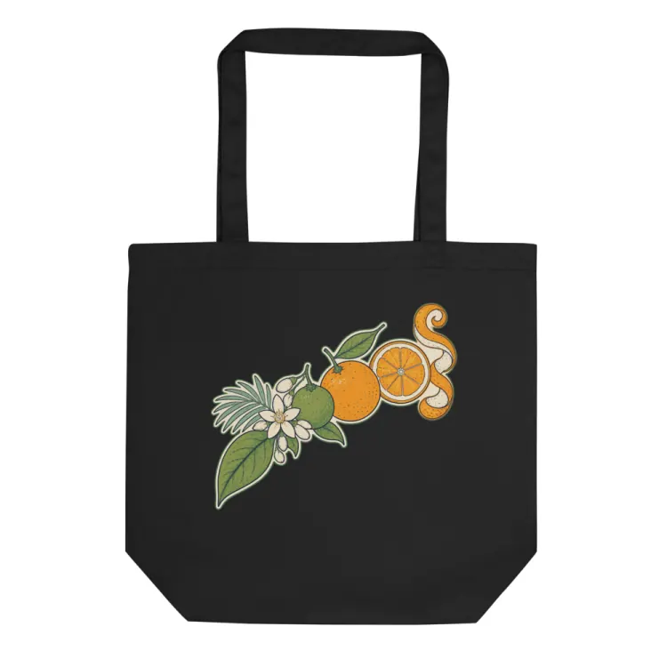 The Citrus, Leaf to Peel Tote in Black.