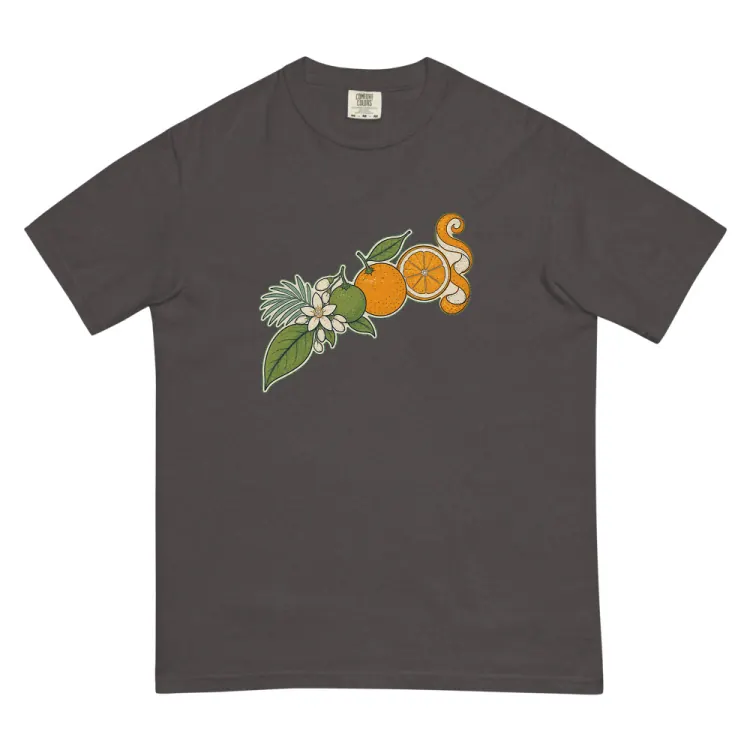 The Citrus, Leaf to Peel Tee in Graphite.