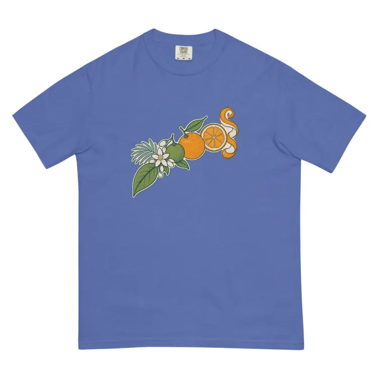 The Citrus, Leaf to Peel Tee in Mystic Blue.