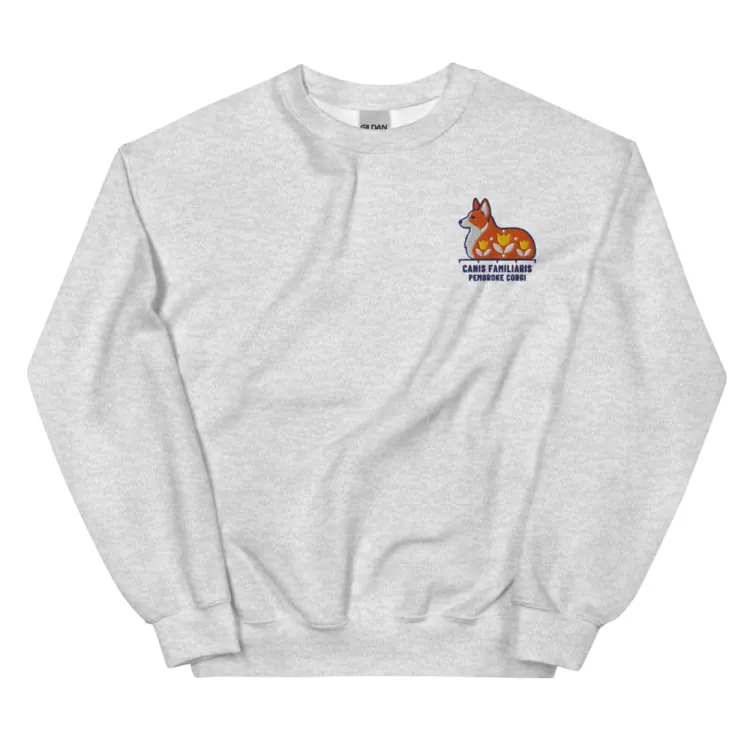 The Corgi Embroidered Crewneck in Ash.