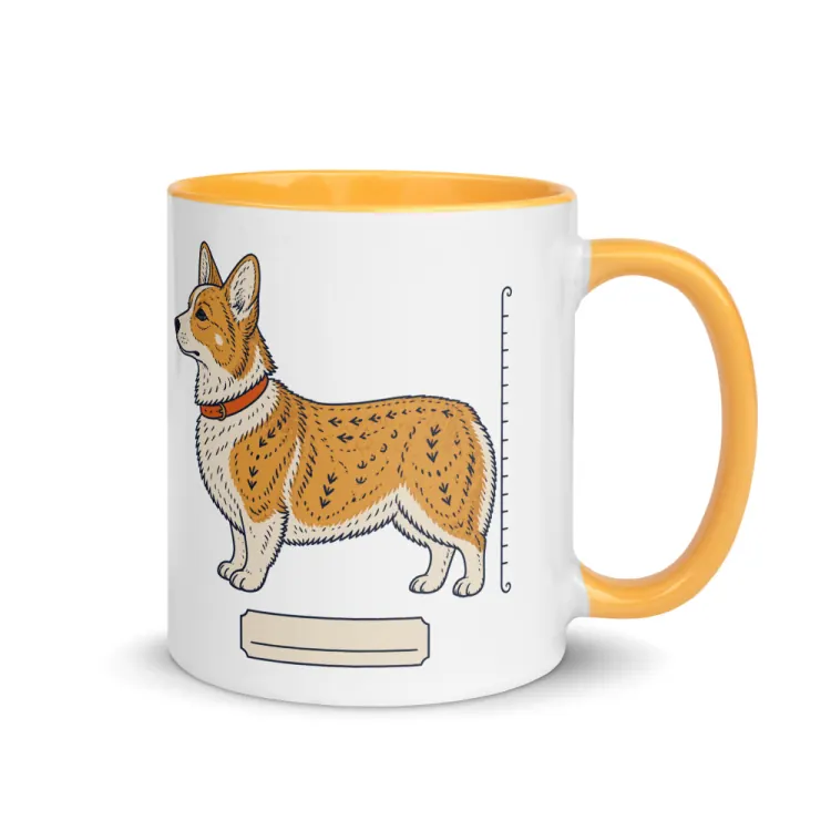 The Corgi Mug in Golden Yellow inside.
