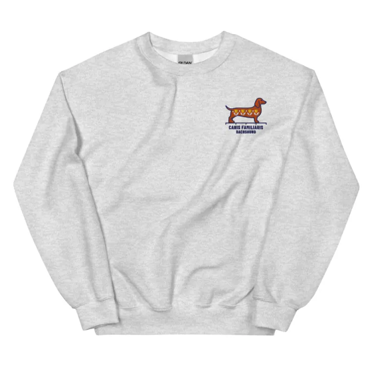 The Dachshund Embroidered Crewneck in Ash.