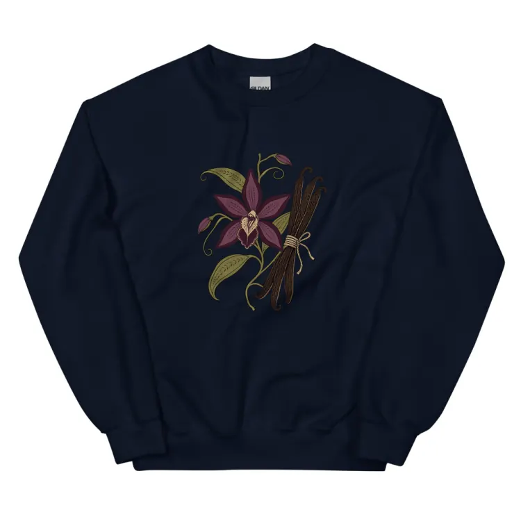The Dark Orchid & Vanilla Crewneck in Navy.