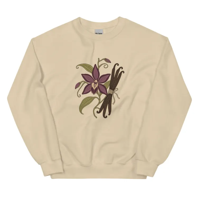 The Dark Orchid & Vanilla Crewneck in Sand.