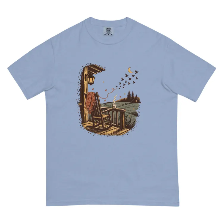 The Grandma's Chair Tee in Washed Denim.