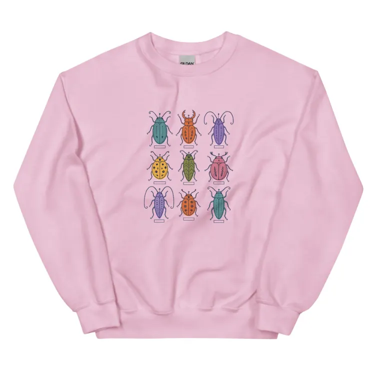 The Nine Beetles Crewneck in Light Pink.
