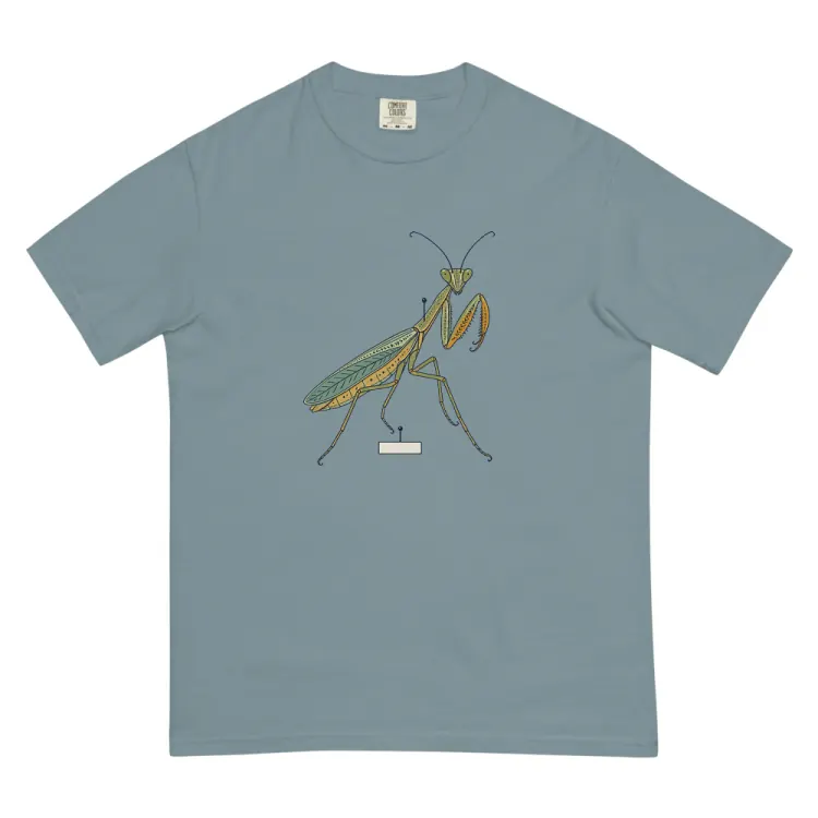 The Praying Mantis Tee in Ice Blue.