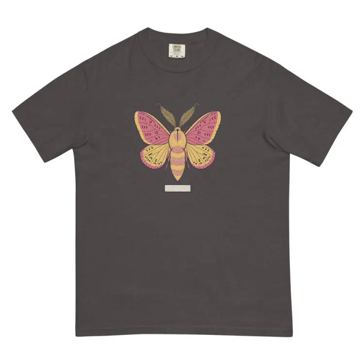 The Rosy Maple Moth Tee in Graphite.