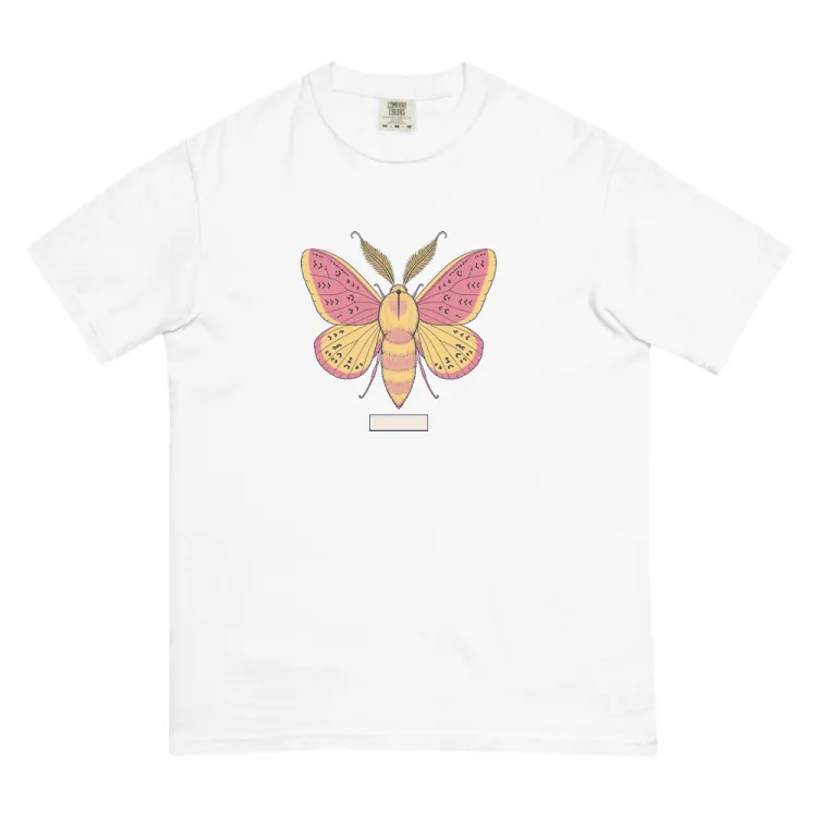 The Rosy Maple Moth Tee in White.