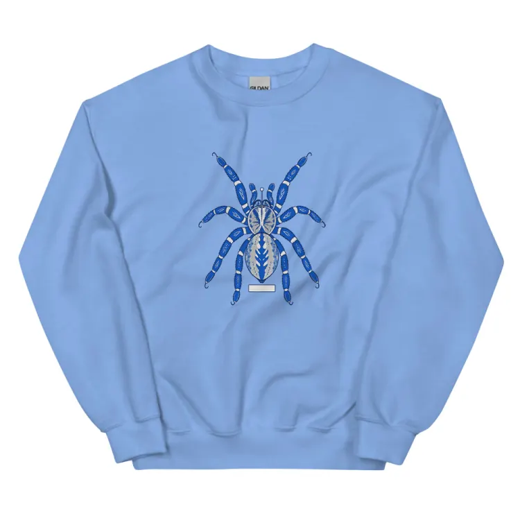The Sapphire Tarantula Crewneck in Carolina Blue.
