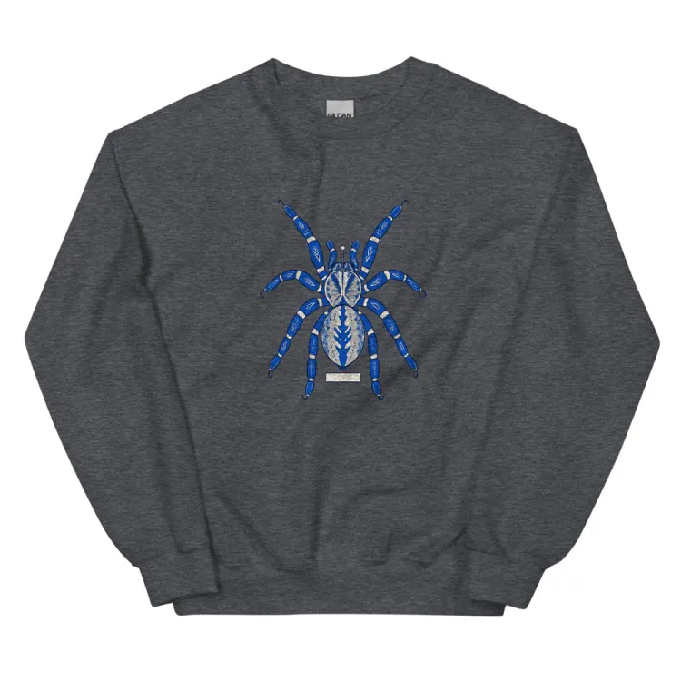The Sapphire Tarantula Crewneck in Dark Heather.