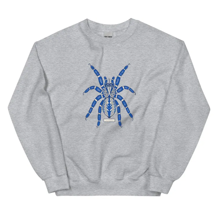 The Sapphire Tarantula Crewneck in Sport Grey.