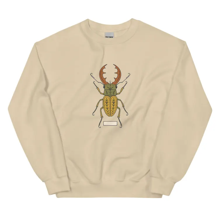 The Stag Beetle Crewneck in Sand.
