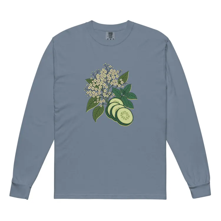 The Elderflower & Cucumber Long Sleeve in Blue Jean.