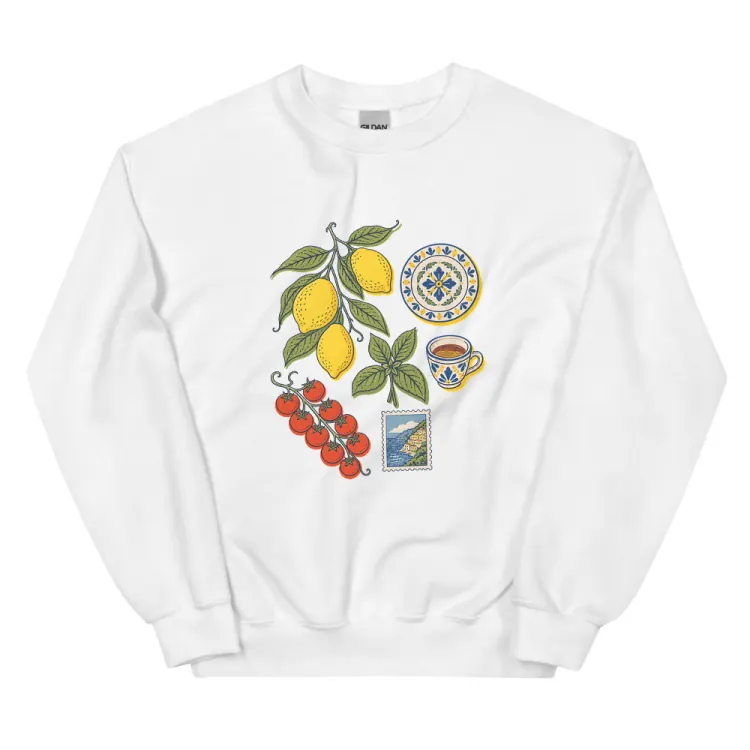 The Amalfi, Elsewhere Crewneck in White.