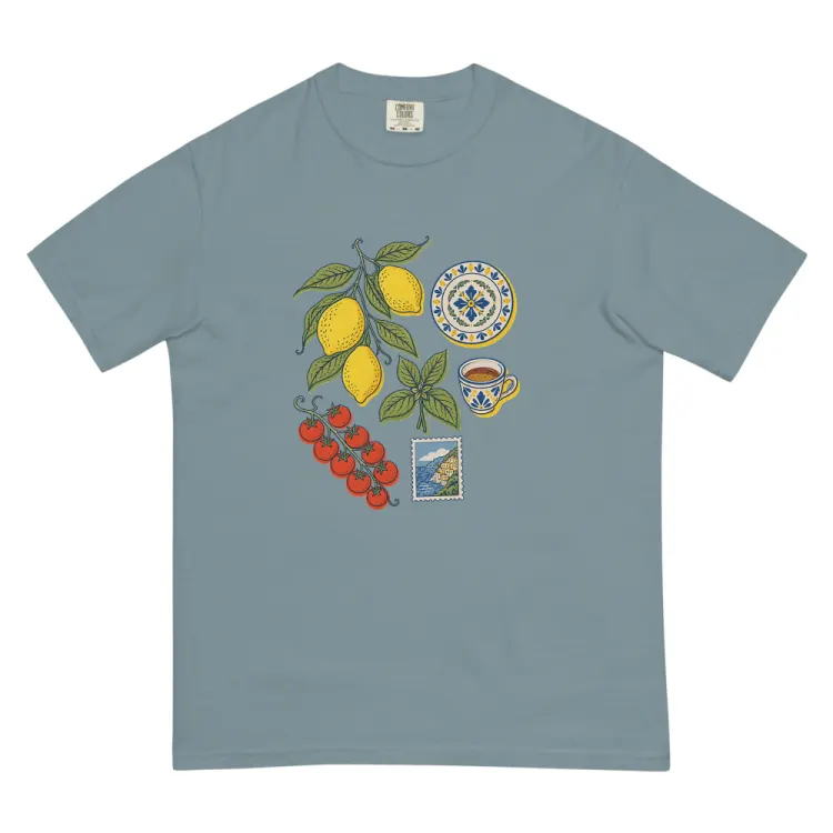 The Amalfi, Elsewhere Tee in Ice Blue.