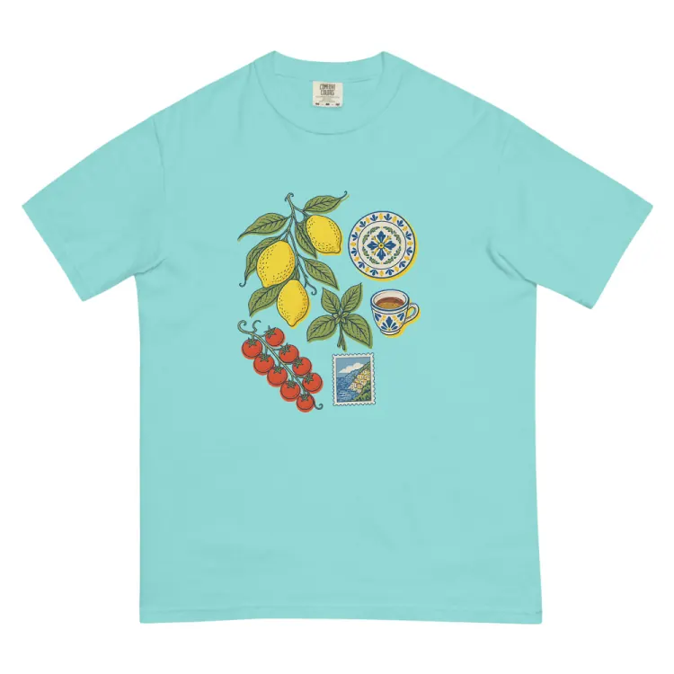 The Amalfi, Elsewhere Tee in Lagoon Blue.