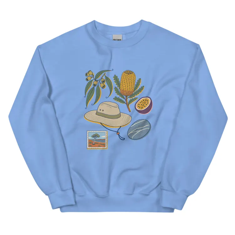 The Australia, Elsewhere Crewneck in Carolina Blue.