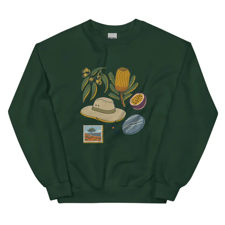 The Australia, Elsewhere Crewneck in Forest Green.