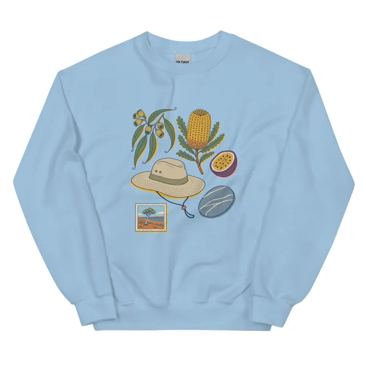 The Australia, Elsewhere Crewneck in Light Blue.