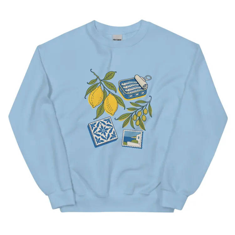 The The Mediterranean Crewneck in Light Blue.