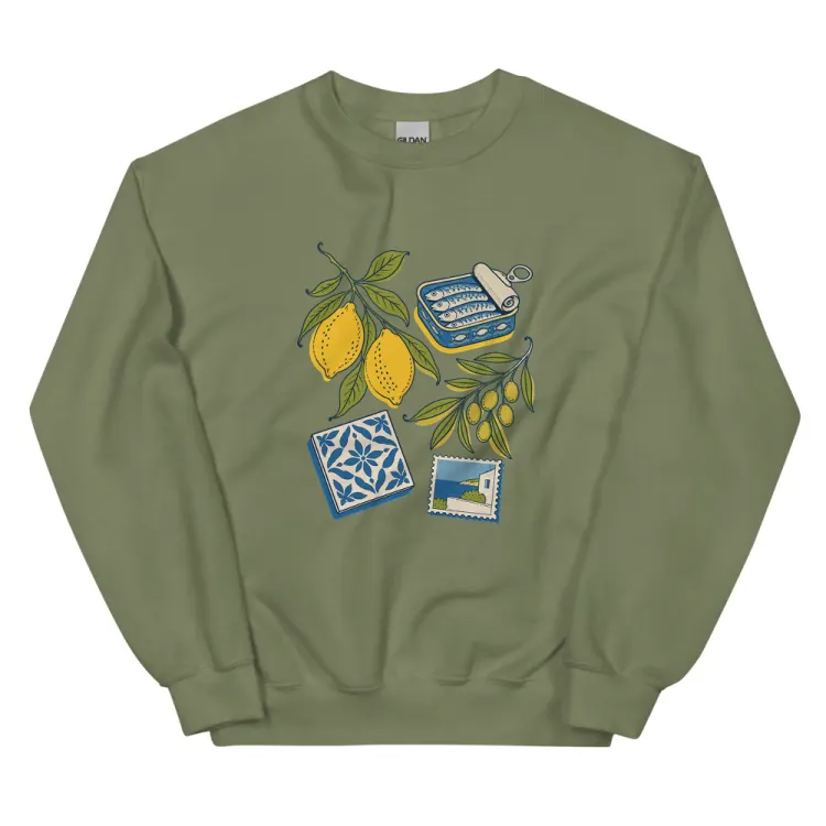 The The Mediterranean Crewneck in Military Green.