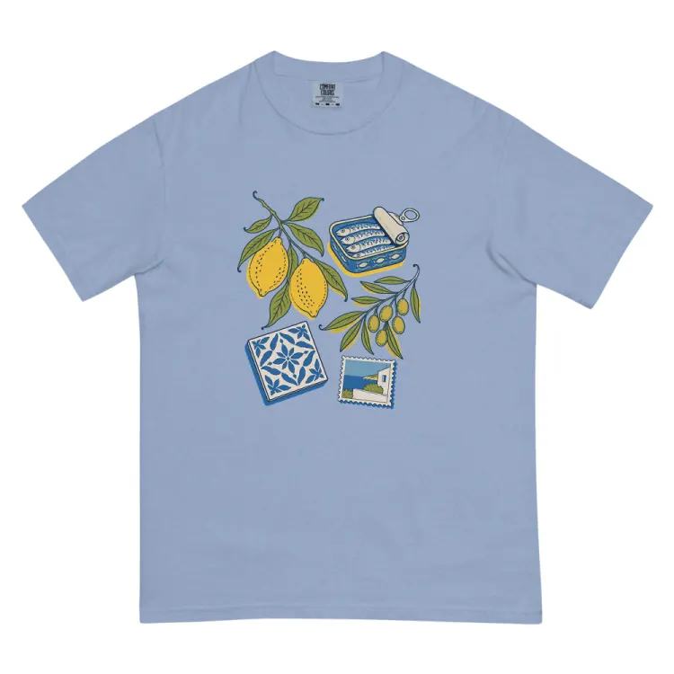 The The Mediterranean Tee in Washed Denim.