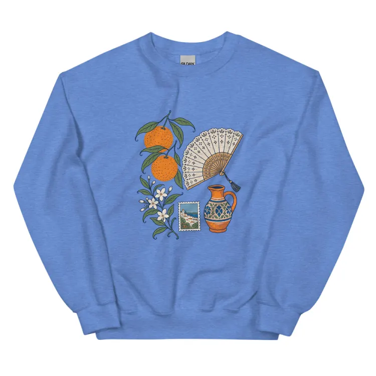 The Seville, Elsewhere Crewneck in Heather Deep Royal.