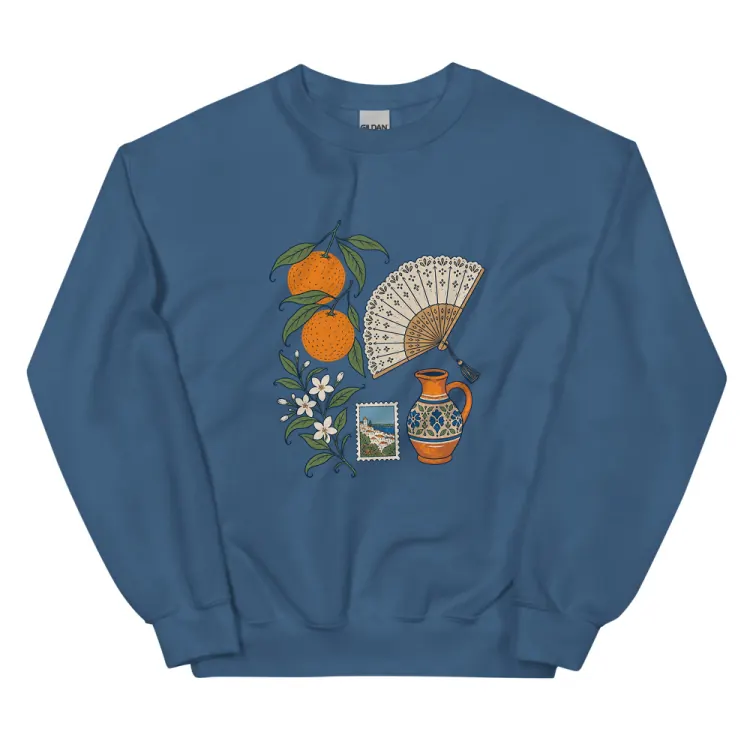 The Seville, Elsewhere Crewneck in Indigo Blue.