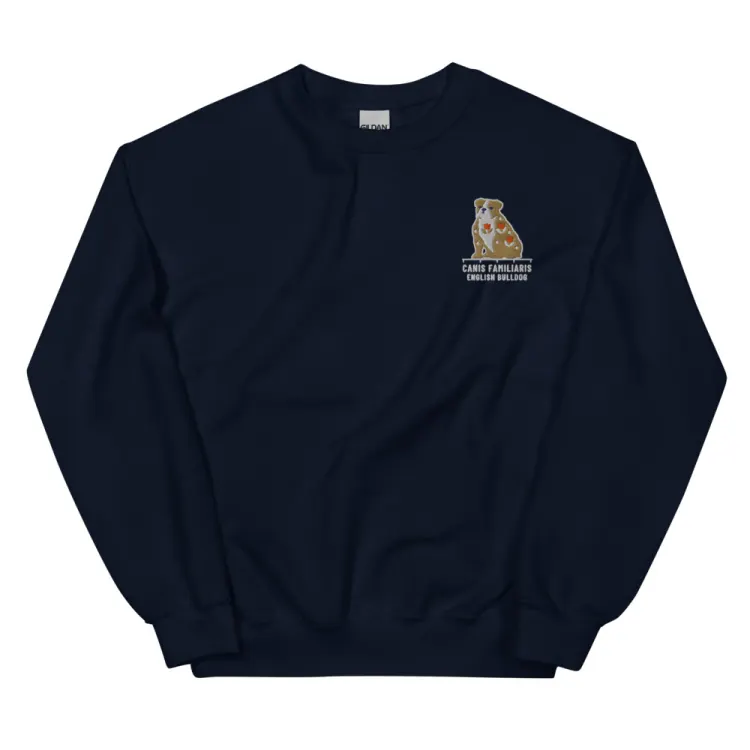 The English Bulldog Embroidered Crewneck in Navy.