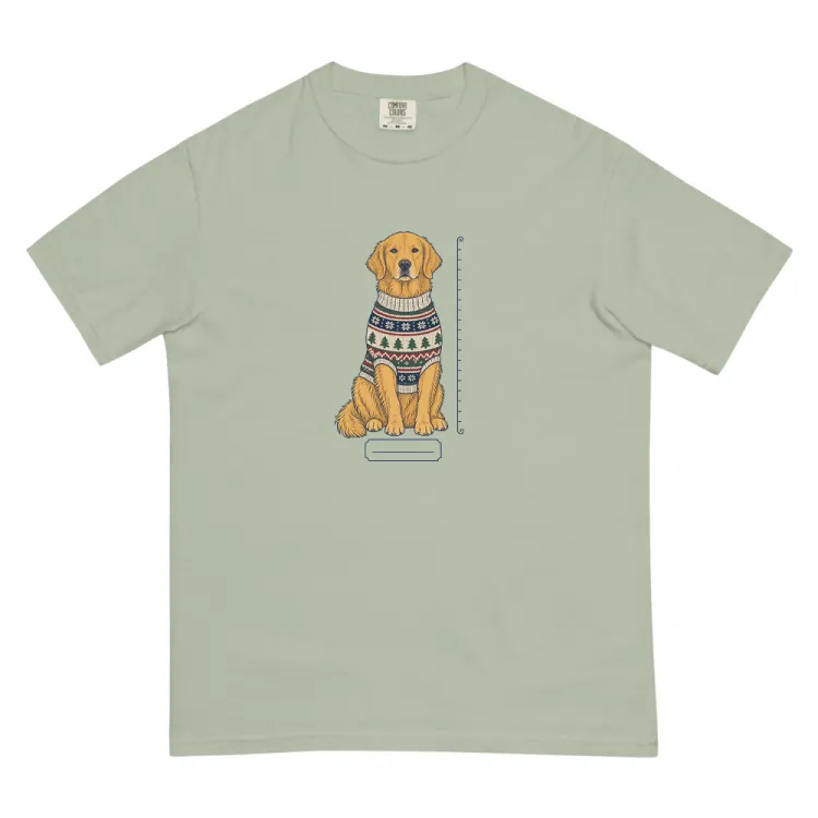 The Golden Retriever Christmas Sweater Tee in Bay.