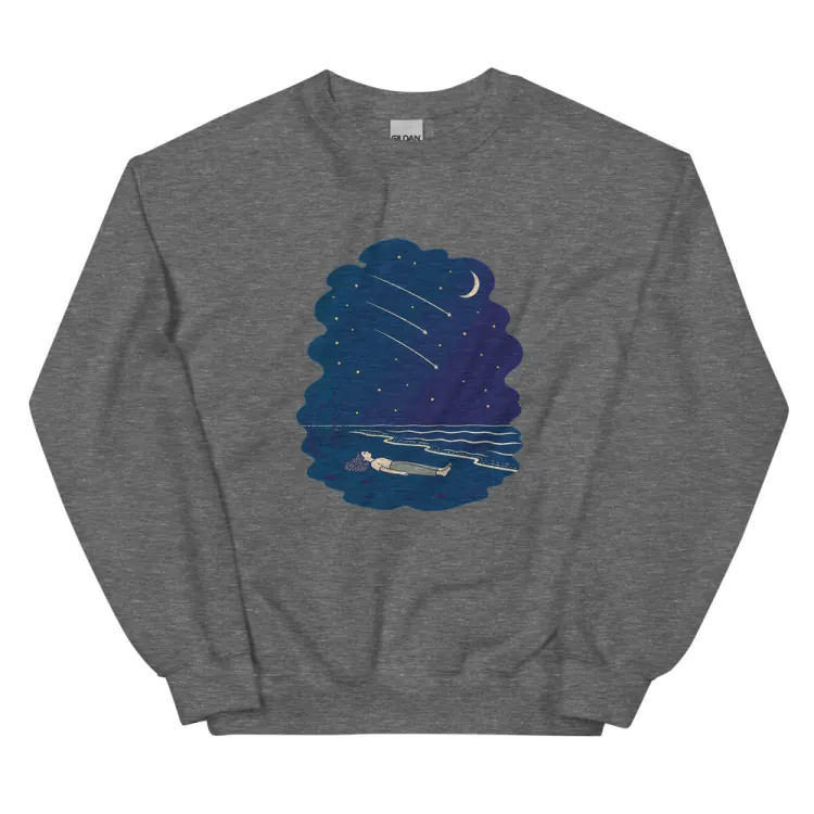The Falling Stars Crewneck in Graphite Heather.