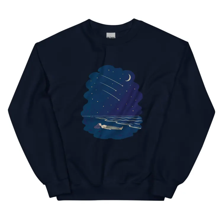 The Falling Stars Crewneck in Navy.